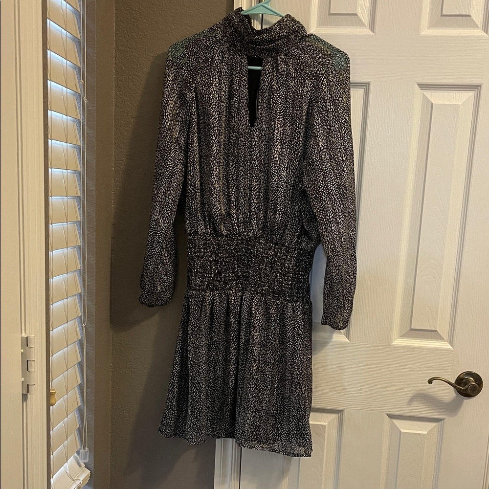 Veronica M Black and Gold Long Sleeve Dress
